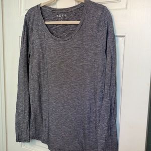 LOFT long sleeve cotton knit micro stripe knit shirt.